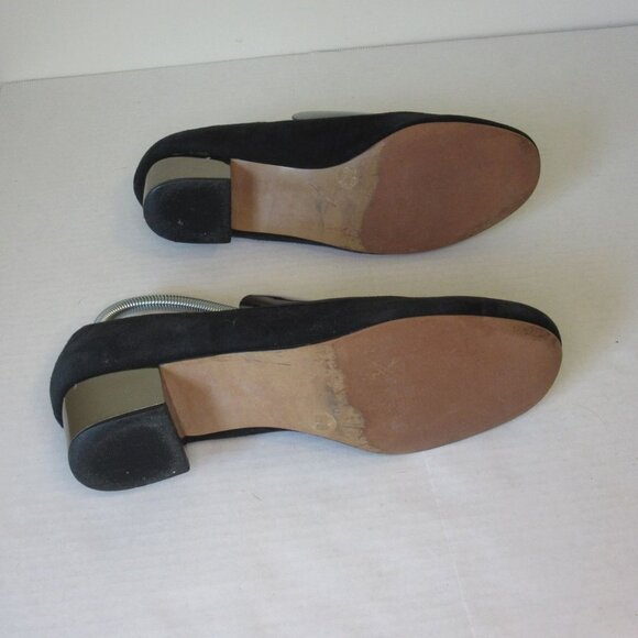 Sole Society Heels Black Suede Pumps Short Block Business Formal Women's 6.5 - Picture 5 of 7